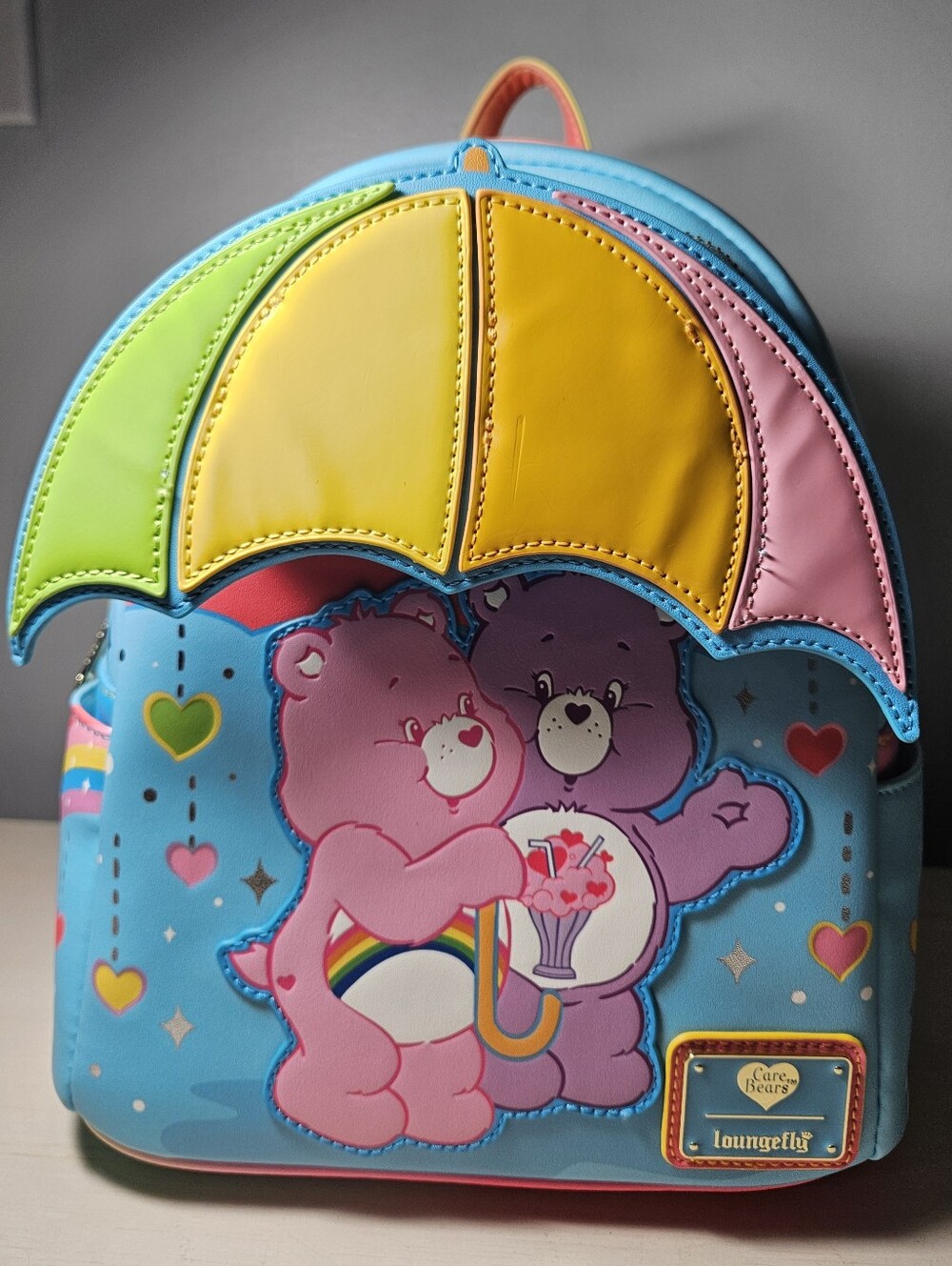 Loungefly Care Bears Rainbow Umbrella Mini Backpack NWT